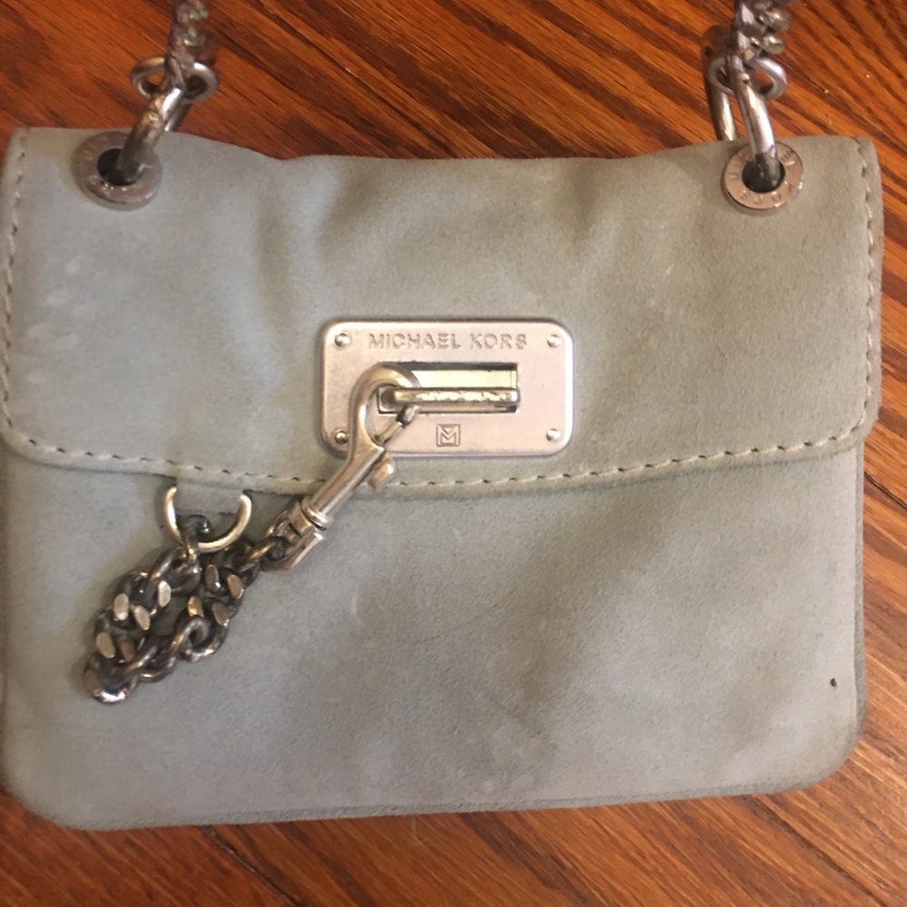 Michael kors light blue suede bag